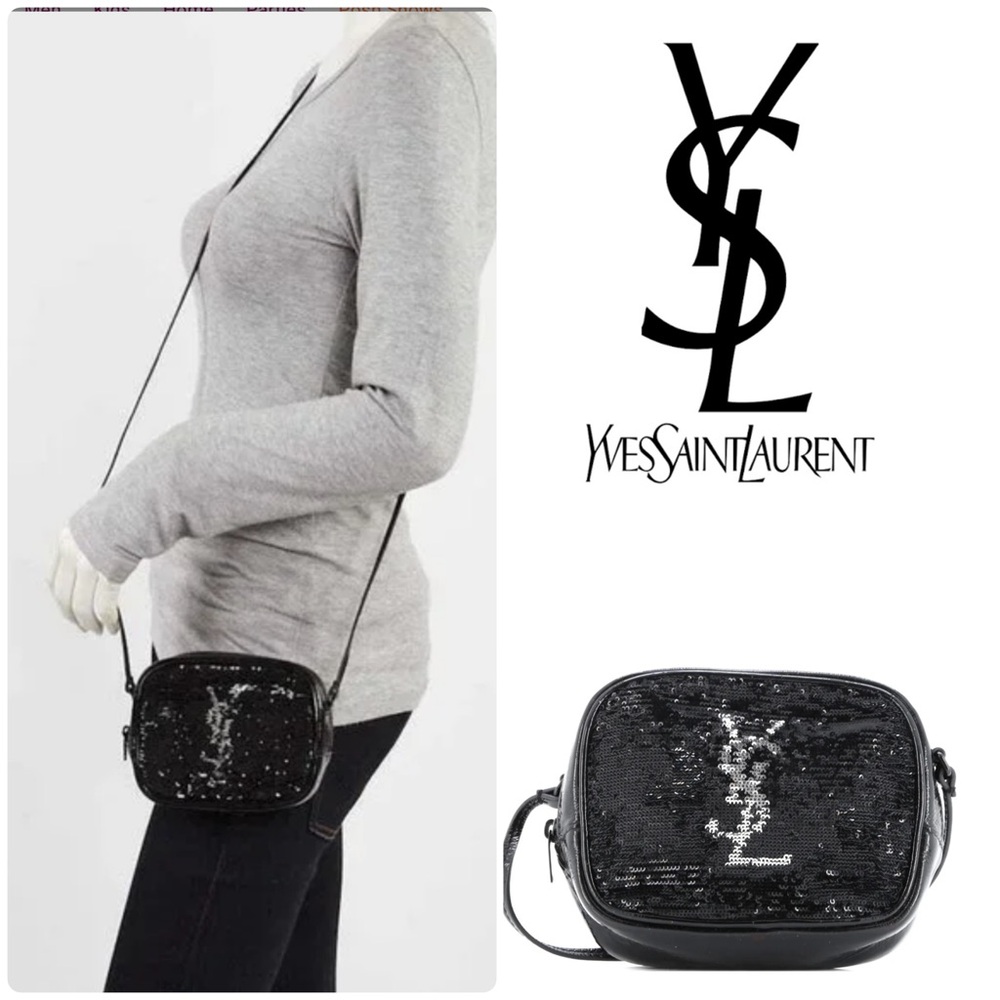 ‼️🤩YVES SAINT LAURENT MONOGRAMED SEQUENCE CROSS BODY BAG‼️EUC‼️‼️